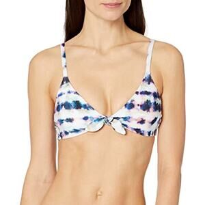 Splendid Tie Dye Bow Bikini Top Blue White SIZE XS Triangle Bralette USA $78 NEW